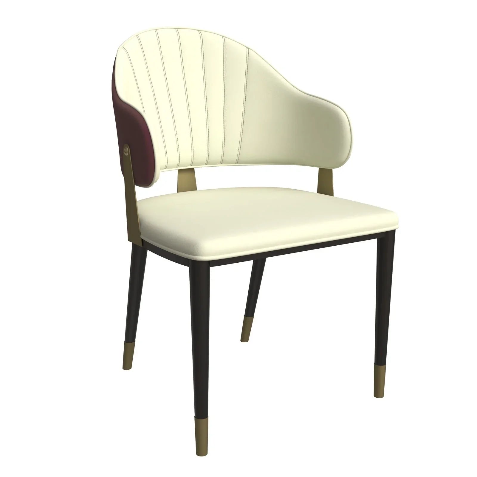 Aria Leather Dining Chair with a Curved Back and Gold Accents Design in Iron - Elax Furniture