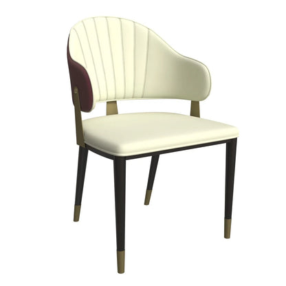 Aria Leather Dining Chair with a Curved Back and Gold Accents Design in Iron - Elax Furniture