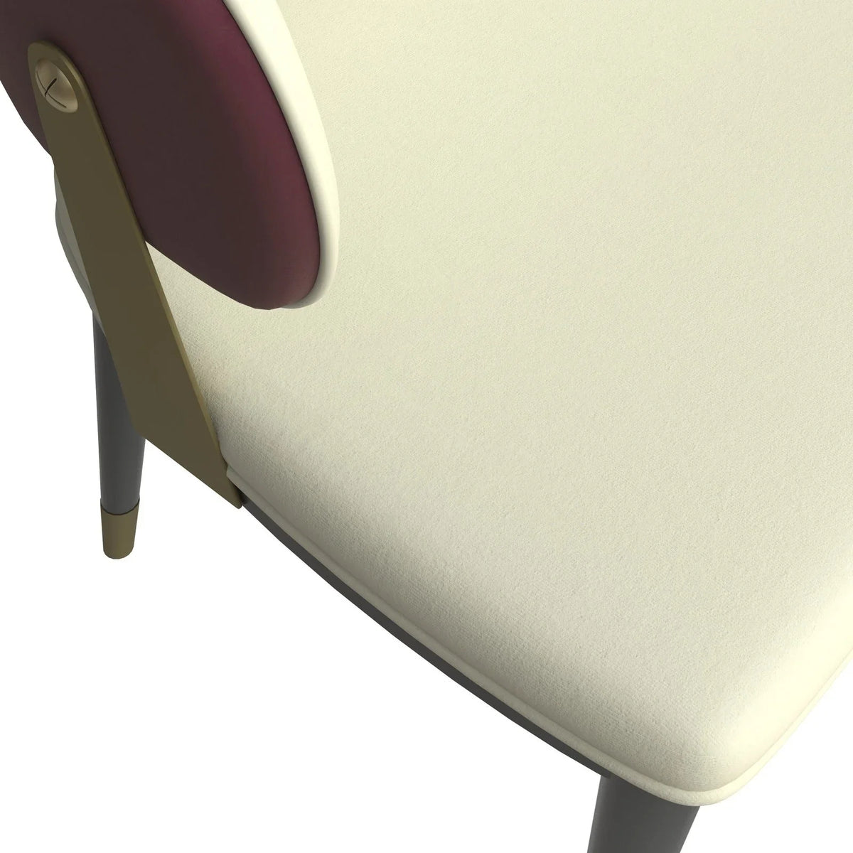 Aria Leather Dining Chair with a Curved Back and Gold Accents Design in Iron - Elax Furniture