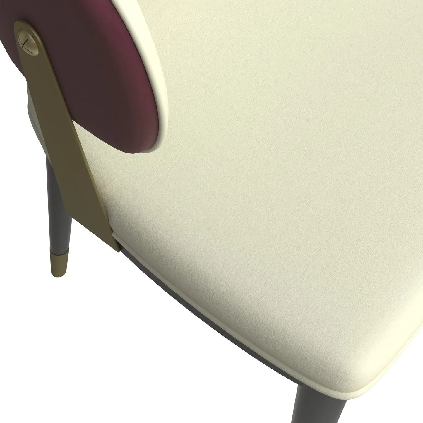 Aria Leather Dining Chair with a Curved Back and Gold Accents Design in Iron - Elax Furniture