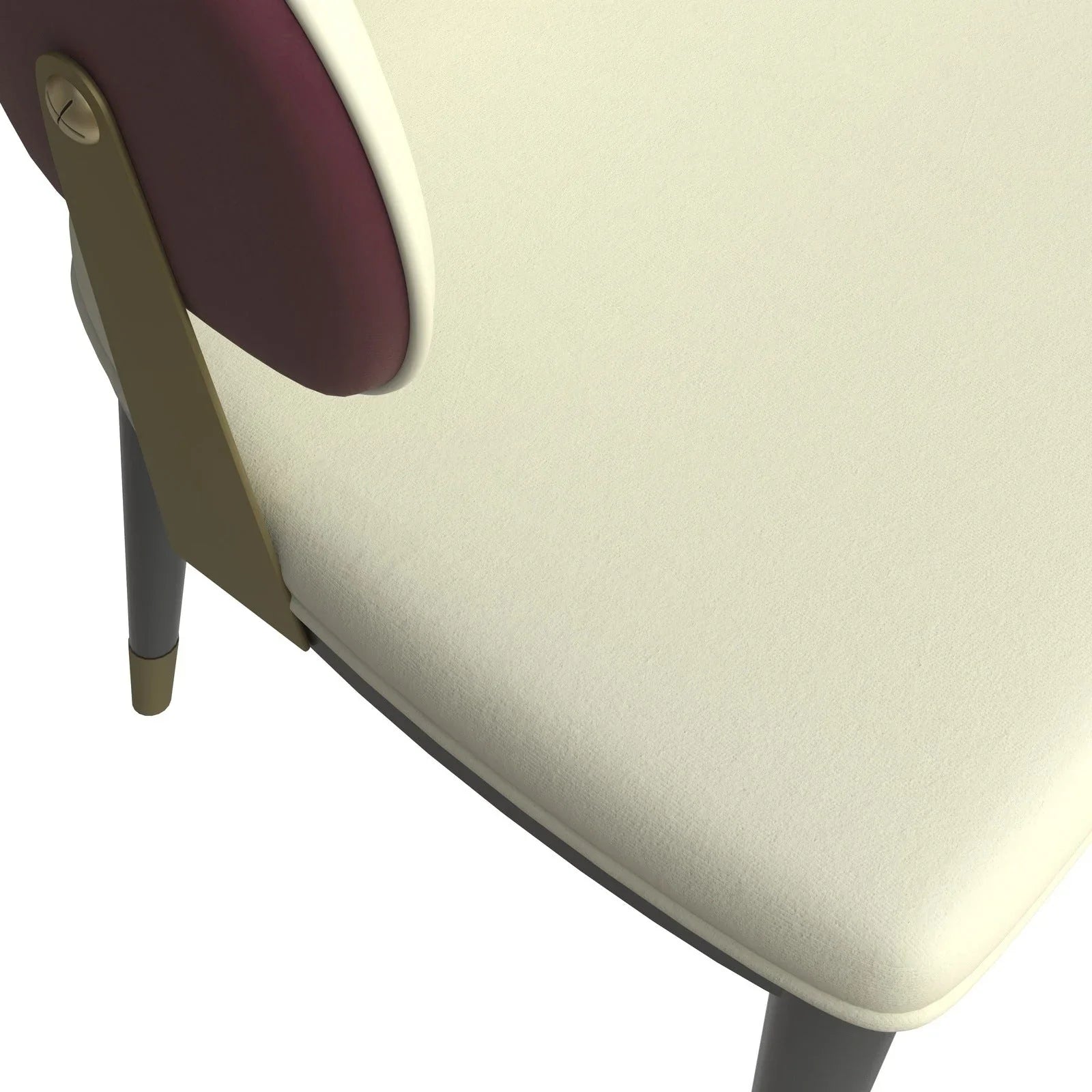 Aria Leather Dining Chair with a Curved Back and Gold Accents Design in Iron - Elax Furniture