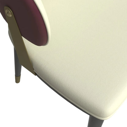 Aria Leather Dining Chair with a Curved Back and Gold Accents Design in Iron - Elax Furniture