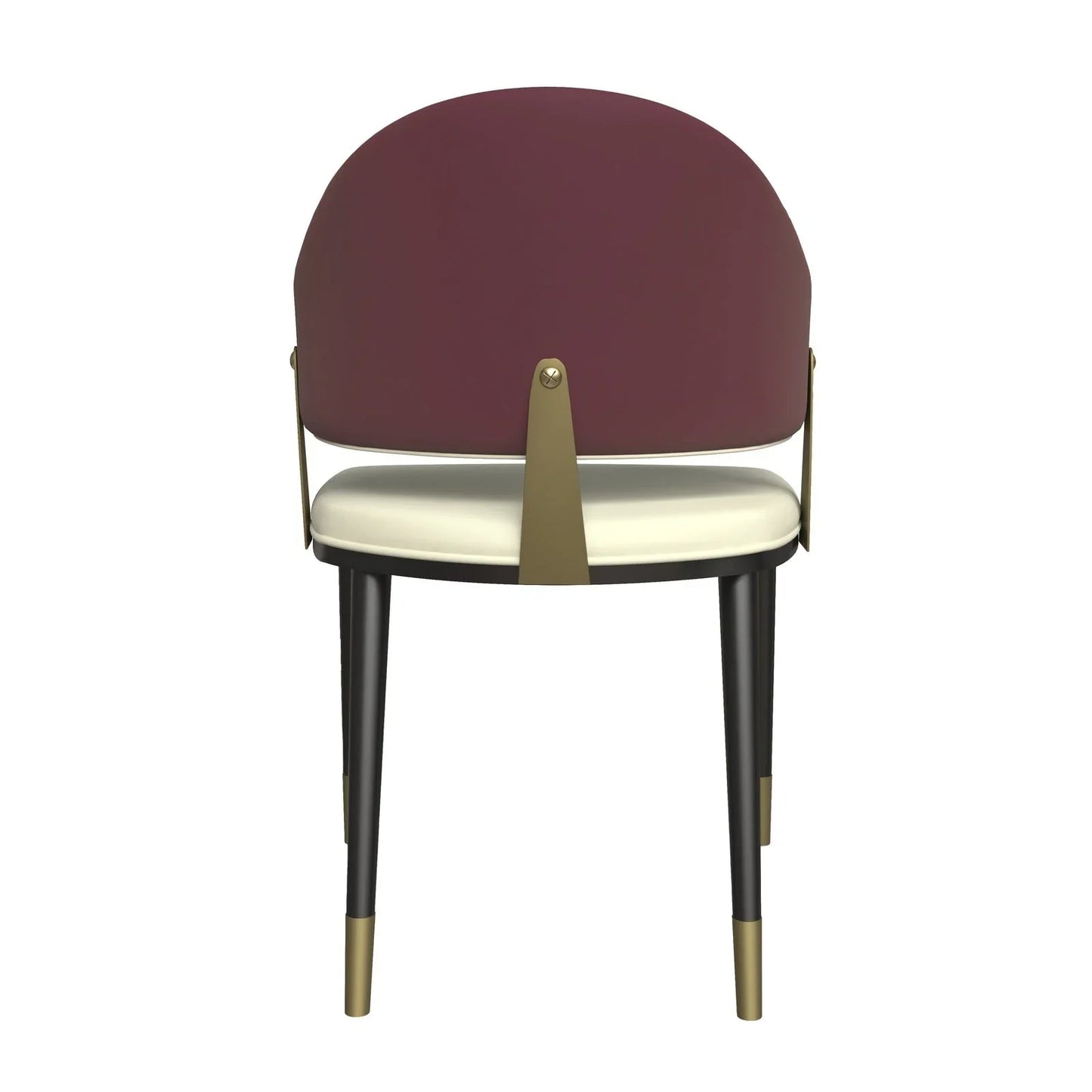 Aria Leather Dining Chair with a Curved Back and Gold Accents Design in Iron - Elax Furniture