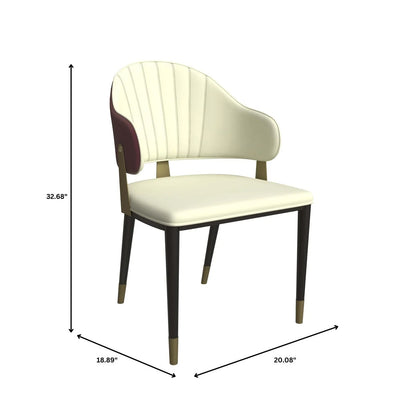 Aria Leather Dining Chair with a Curved Back and Gold Accents Design in Iron - Elax Furniture
