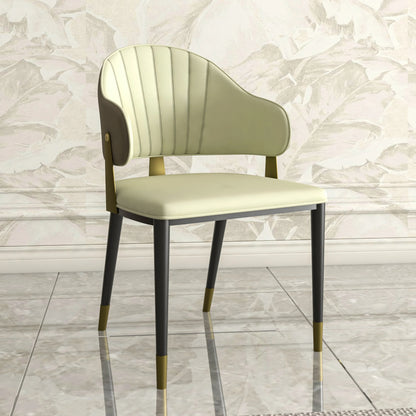 Aria Leather Dining Chair with a Curved Back and Gold Accents Design in Iron Set of 2 - Elax Furniture