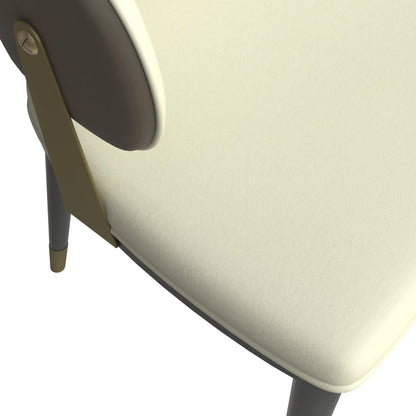 Aria Leather Dining Chair with a Curved Back and Gold Accents Design in Iron Set of 2 - Elax Furniture