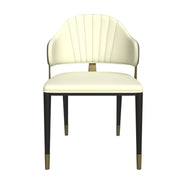 Verve 5-Piece Dining Set with 36" Round Resin Top Table and 4 Leather Dining Chair - Elax Furniture