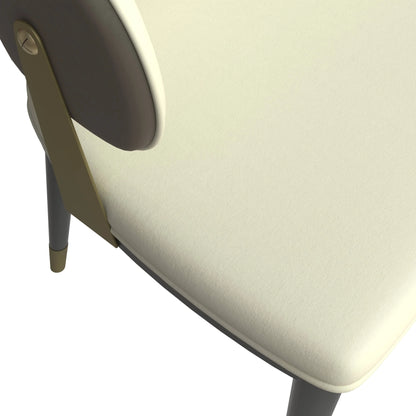 Aria Leather Dining Chair with a Curved Back and Gold Accents Design in Iron Set of 4 - Elax Furniture