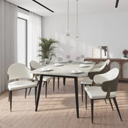 Zayle 7-Piece Dining Set with 55" Rectangular Sintered Stone Top Table and 4 Leather Dining Chair - Elax Furniture
