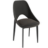 Amalfi Upholstered Dining Chair with a Curved Open Back Design in Black Iron