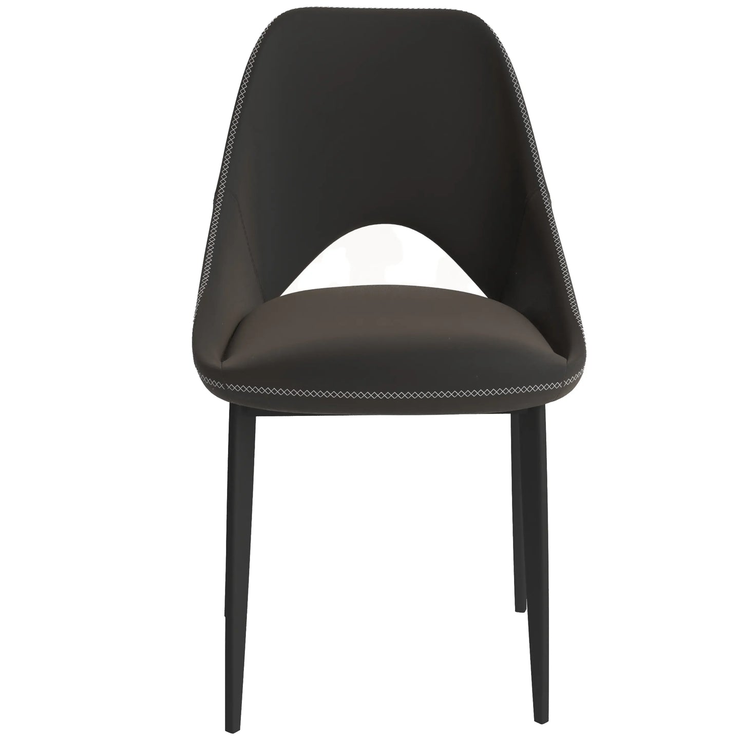 Amalfi Upholstered Dining Chair with a Curved Open Back Design in Black Iron - Elax Furniture