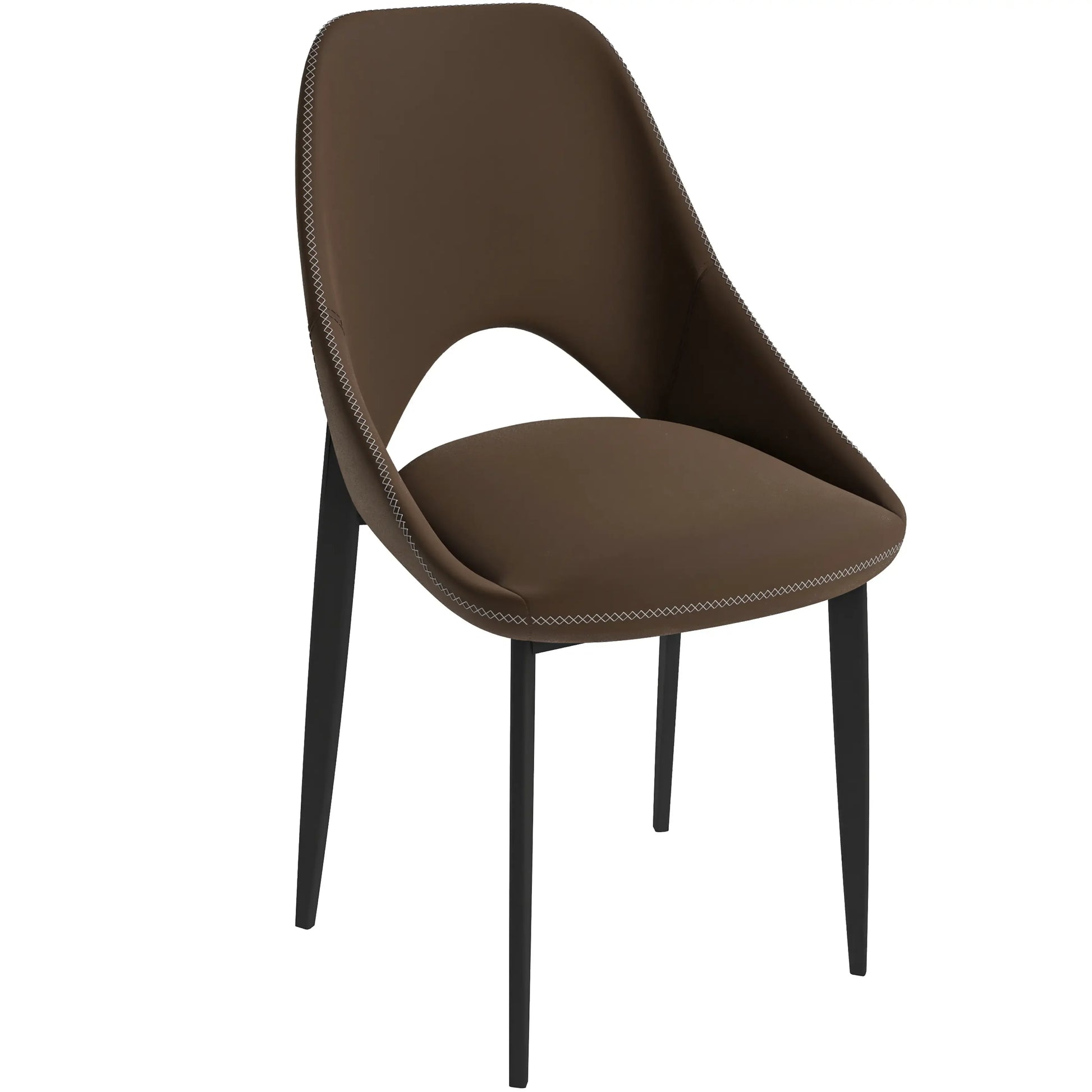 Amalfi Upholstered Dining Chair with a Curved Open Back Design in Black Iron - Elax Furniture