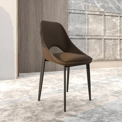 Amalfi Upholstered Dining Chair with a Curved Open Back Design in Black Iron - Elax Furniture