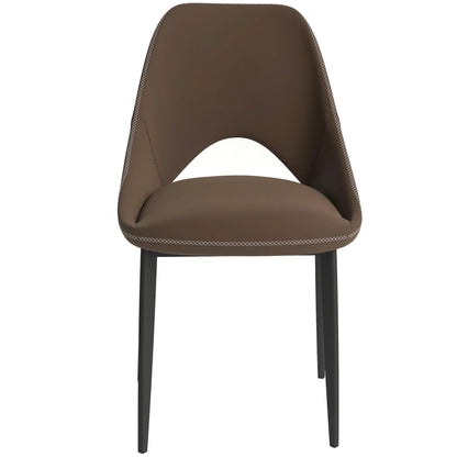 Amalfi Upholstered Dining Chair with a Curved Open Back Design in Black Iron - Elax Furniture