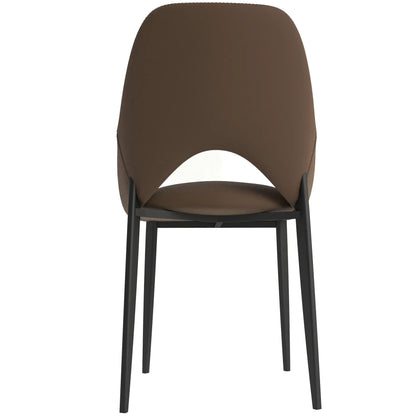 Amalfi Upholstered Dining Chair with a Curved Open Back Design in Black Iron - Elax Furniture