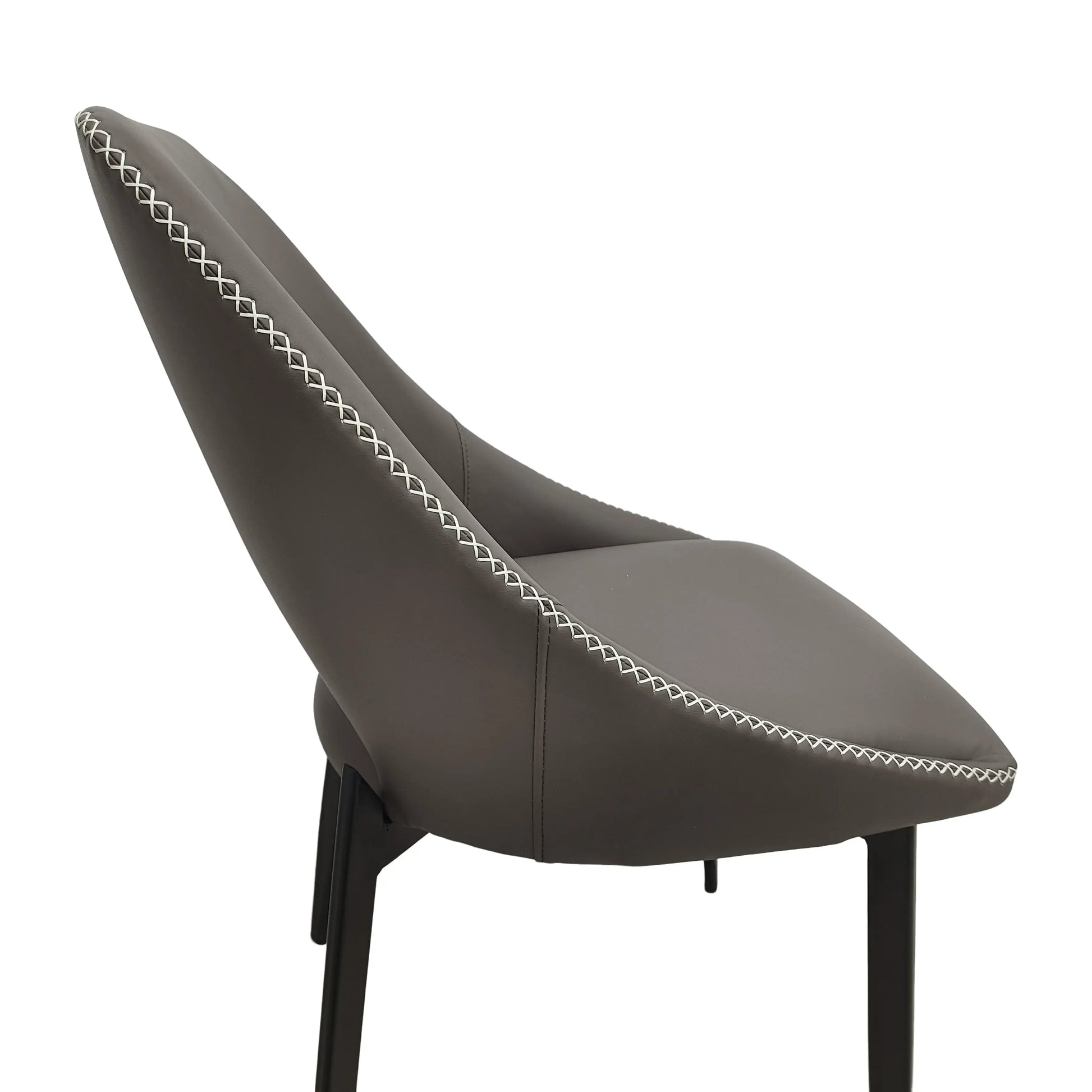 Amalfi Upholstered Dining Chair with a Curved Open Back Design in Black Iron - Elax Furniture