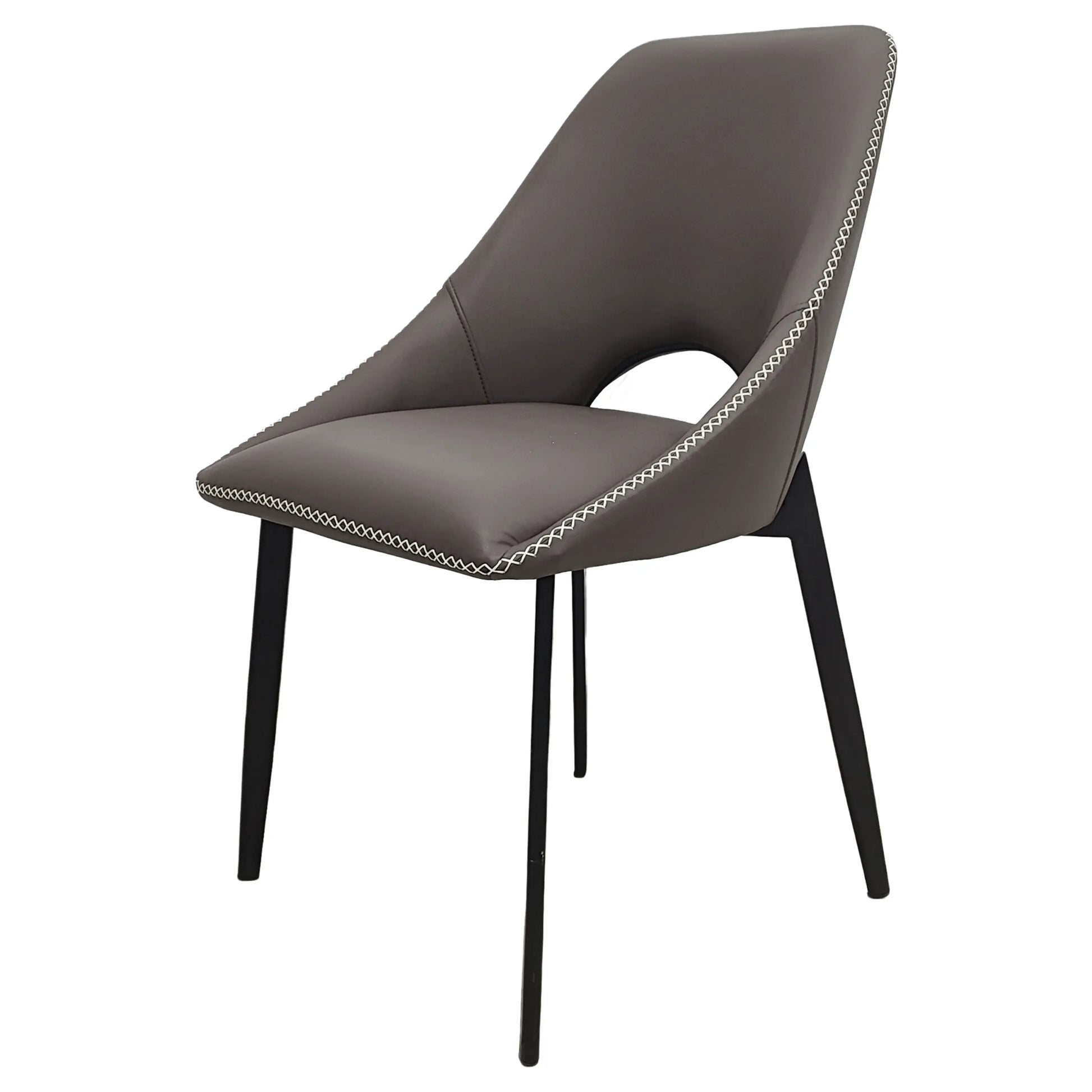 Amalfi Upholstered Dining Chair with a Curved Open Back Design in Black Iron - Elax Furniture