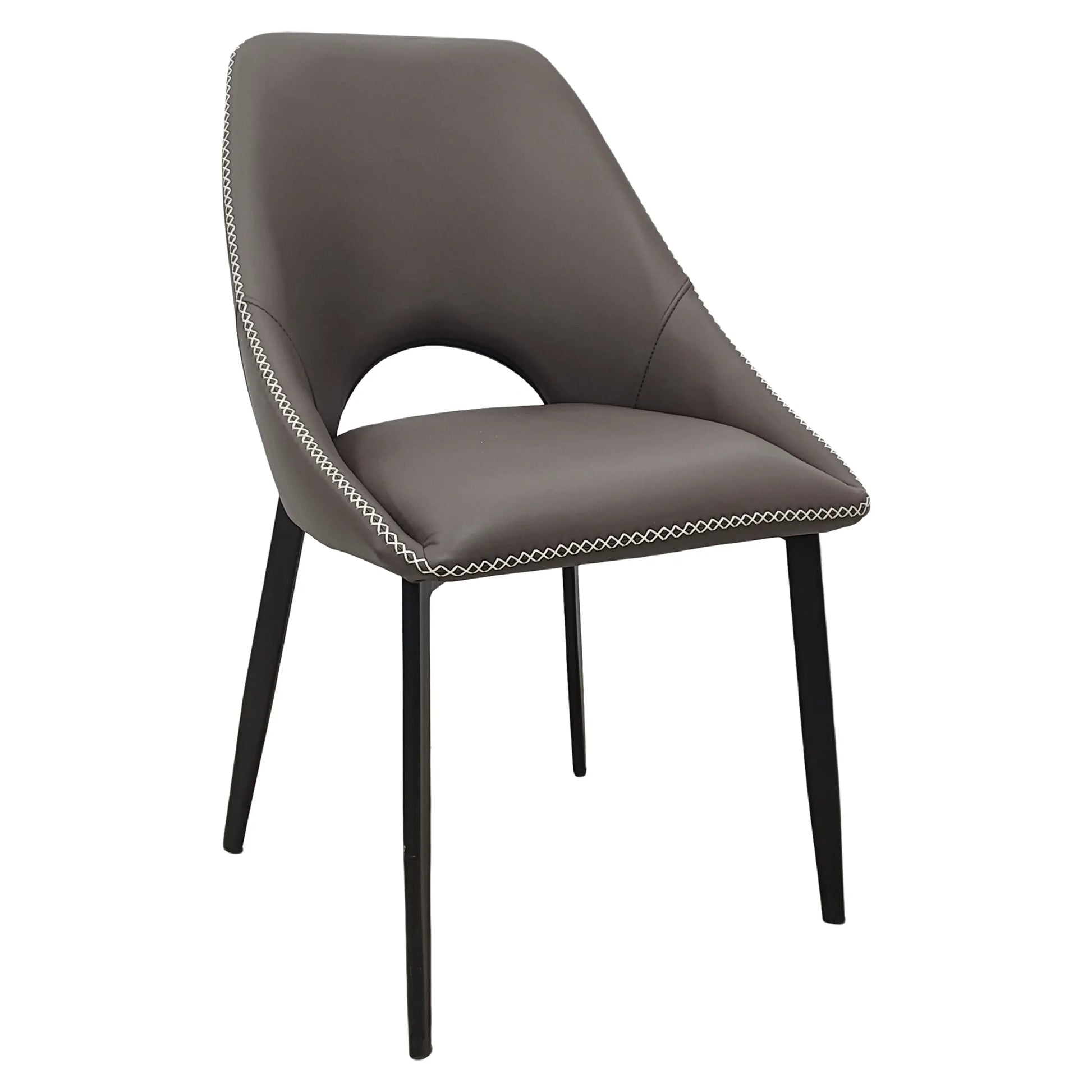 Amalfi Upholstered Dining Chair with a Curved Open Back Design in Black Iron - Elax Furniture
