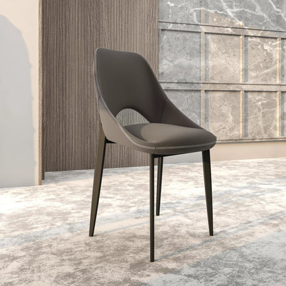 Amalfi Upholstered Dining Chair with a Curved Open Back Design in Black Iron - Elax Furniture