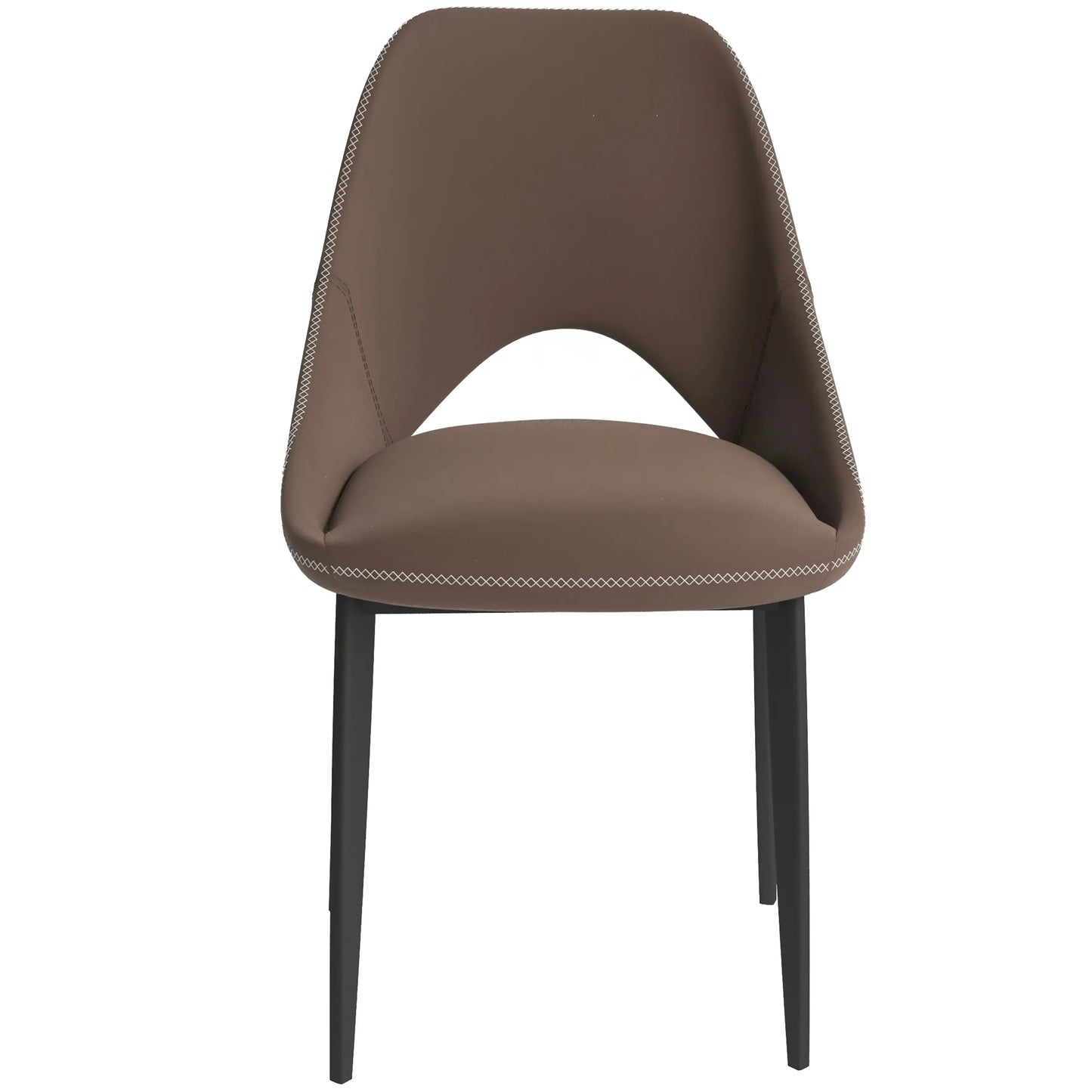 Amalfi Upholstered Dining Chair with a Curved Open Back Design in Black Iron - Elax Furniture