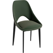 Amalfi Upholstered Dining Chair with a Curved Open Back Design in Black Iron - Elax Furniture