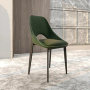 Amalfi Upholstered Dining Chair with a Curved Open Back Design in Black Iron - Elax Furniture