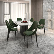 Amalfi Upholstered Dining Chair with a Curved Open Back Design in Black Iron - Elax Furniture