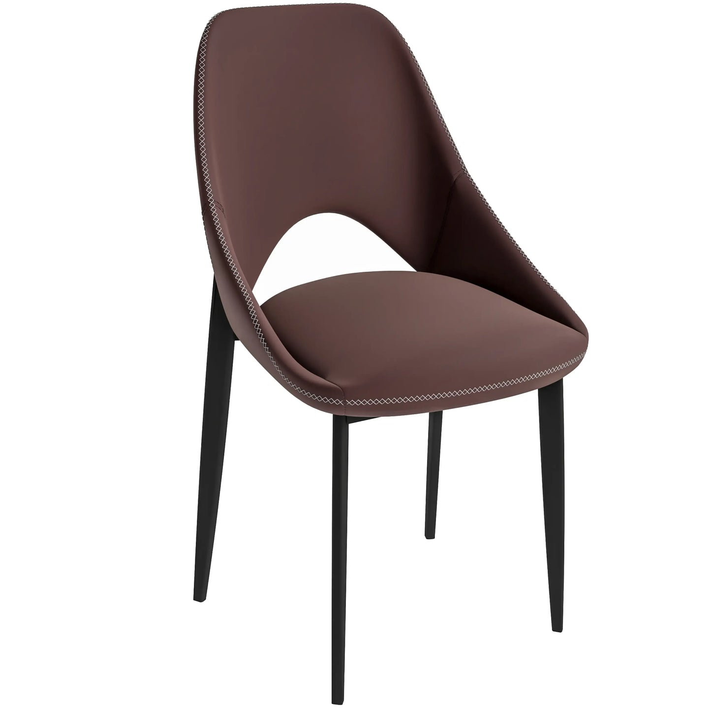 Amalfi Upholstered Dining Chair with a Curved Open Back Design in Black Iron - Elax Furniture