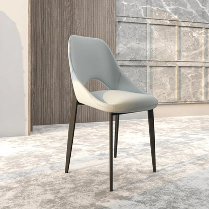 Amalfi Upholstered Dining Chair with a Curved Open Back Design in Black Iron - Elax Furniture