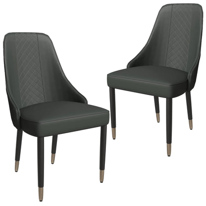 Allure Dining Chairs Fabric/Leather Seat and Back in Oak Wood Set of 2 - Elax Furniture