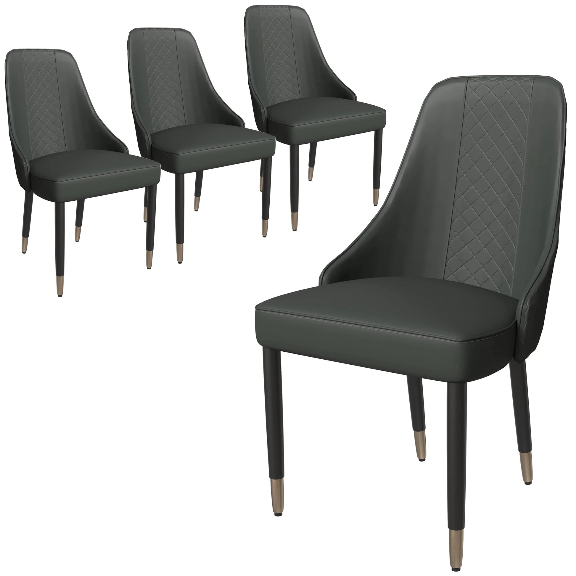 Allure Dining Chairs Fabric/Leather Seat and Back in Oak Wood Set of 4 - Elax Furniture