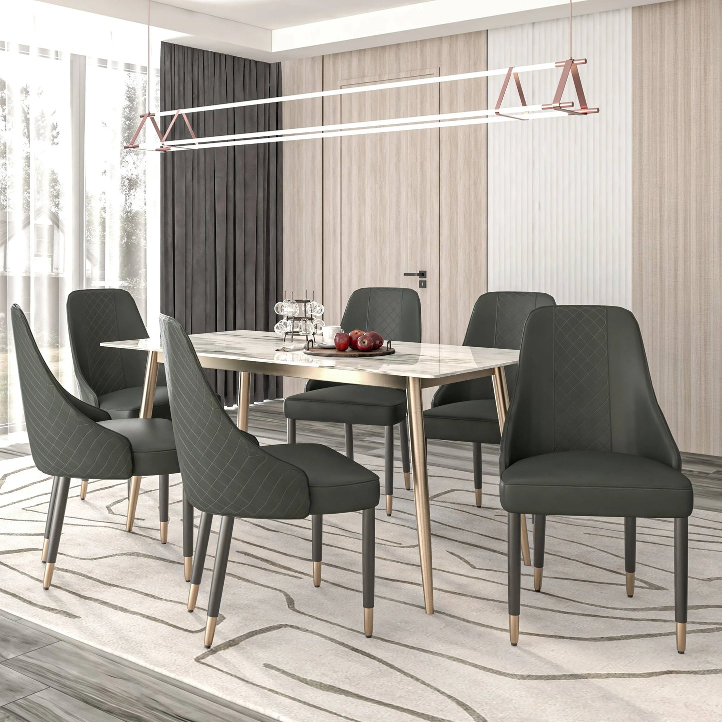 Allure Dining Chairs Fabric/Leather Seat and Back in Oak Wood Set of 4 - Elax Furniture