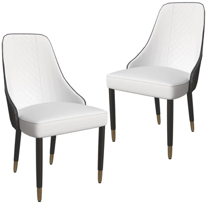 Allure Dining Chairs Fabric/Leather Seat and Back in Oak Wood Set of 2 - Elax Furniture