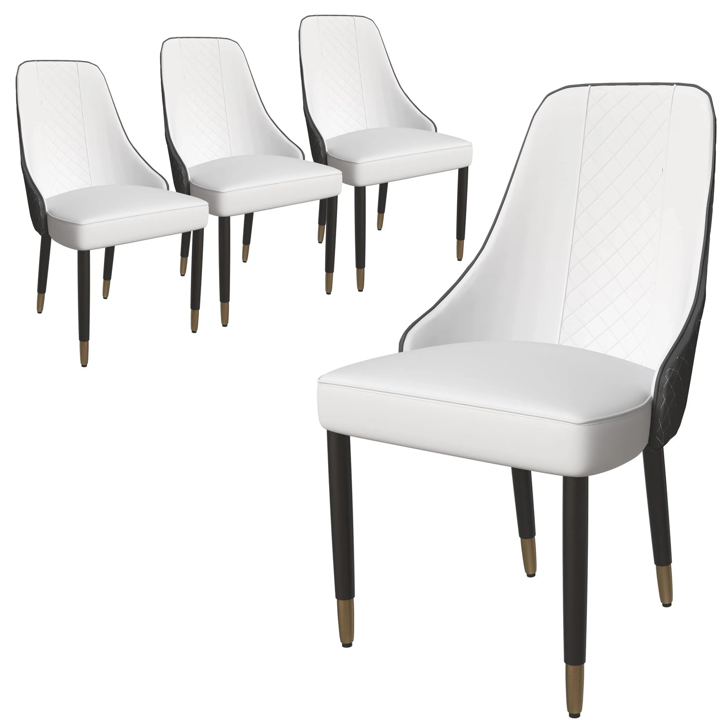 Allure Dining Chairs Fabric/Leather Seat and Back in Oak Wood Set of 4 - Elax Furniture