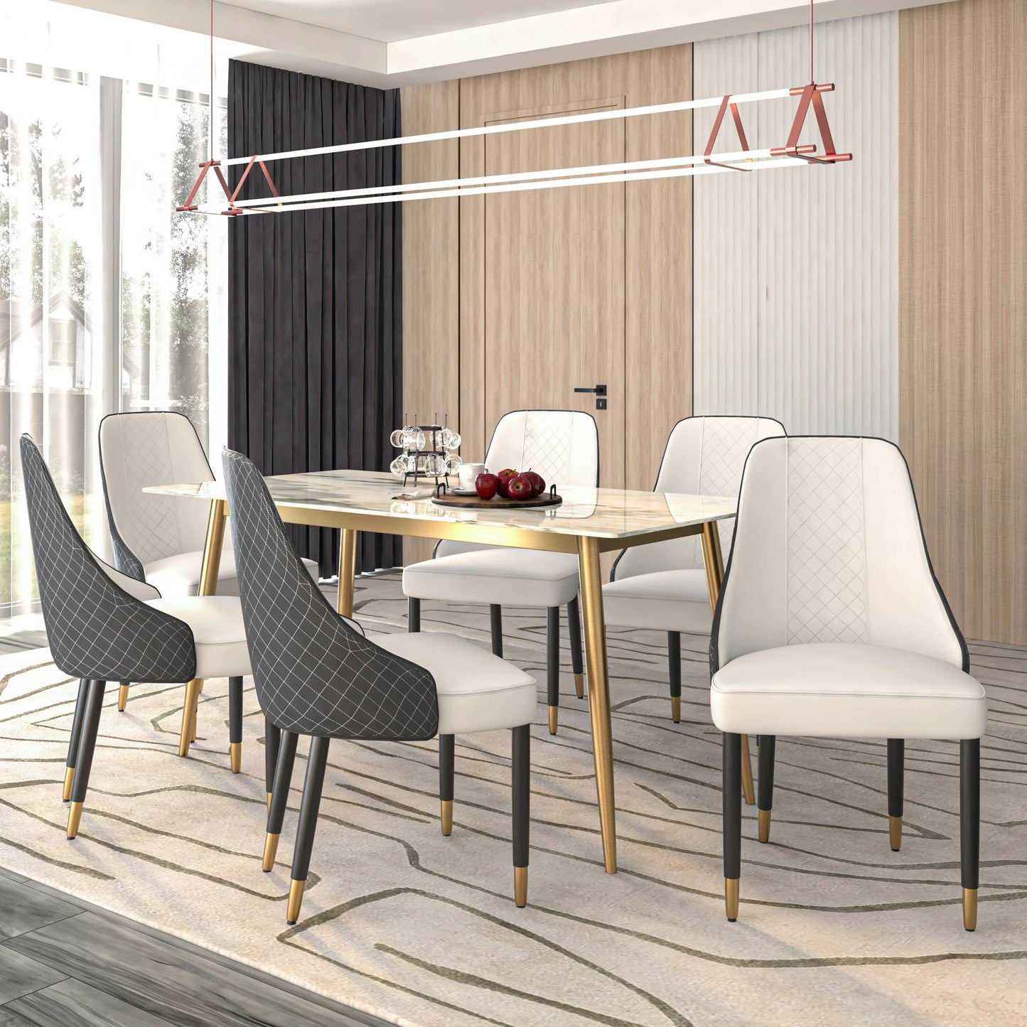 Allure Dining Chairs Fabric/Leather Seat and Back in Oak Wood Set of 2 - Elax Furniture