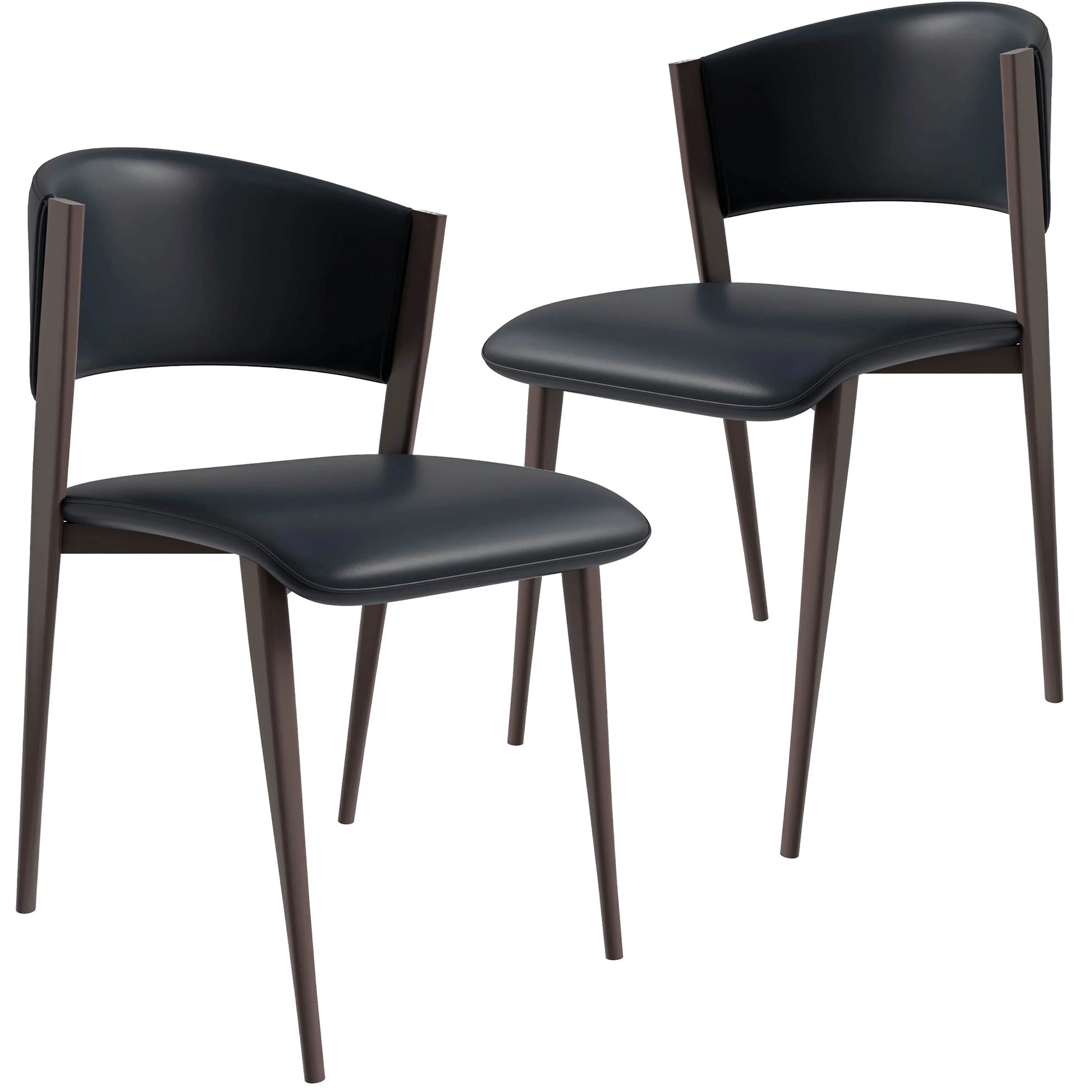 Aspen Dining Chairs Upholstered in Leather Kitchen Room Chairs with Metal Legs Set of 2 - Elax Furniture