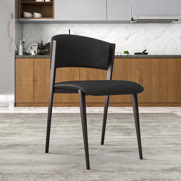 Aspen Dining Chairs Upholstered in Leather Kitchen Room Chairs with Metal Legs Set of 2 - Elax Furniture