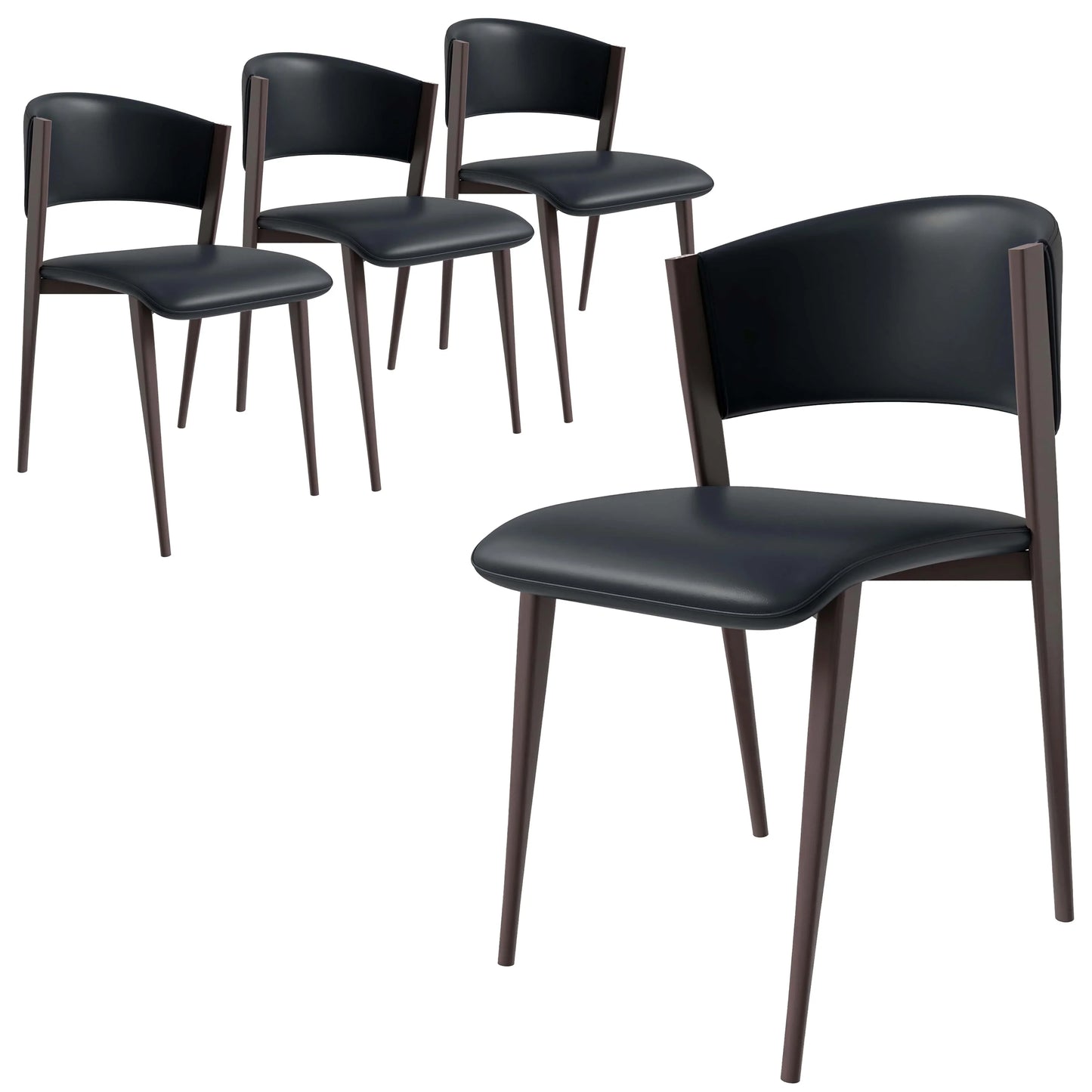 Aspen Dining Chairs Upholstered in Leather Kitchen Room Chairs with Metal Legs Set of 4 - Elax Furniture