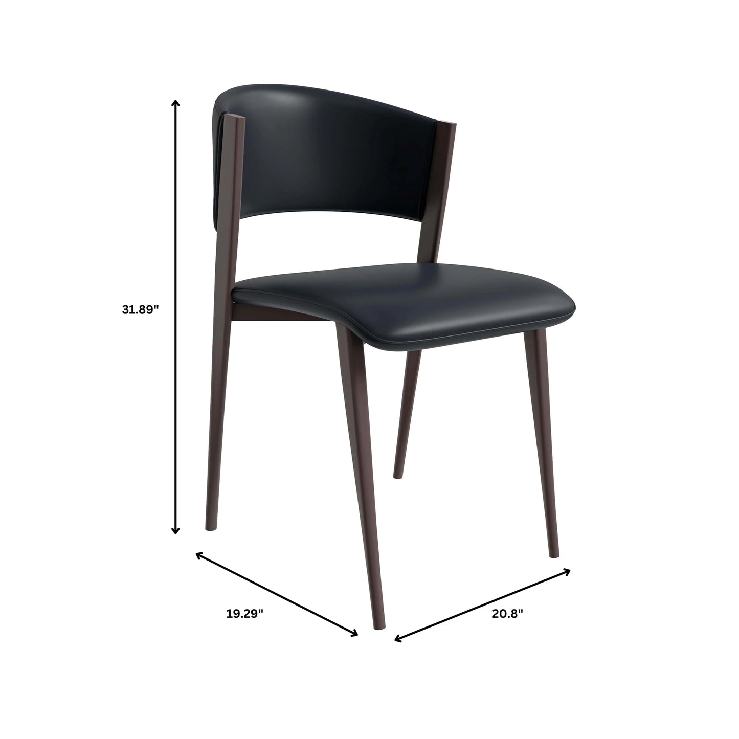 Aspen Dining Chairs Upholstered in Leather Kitchen Room Chairs with Metal Legs Set of 4 - Elax Furniture
