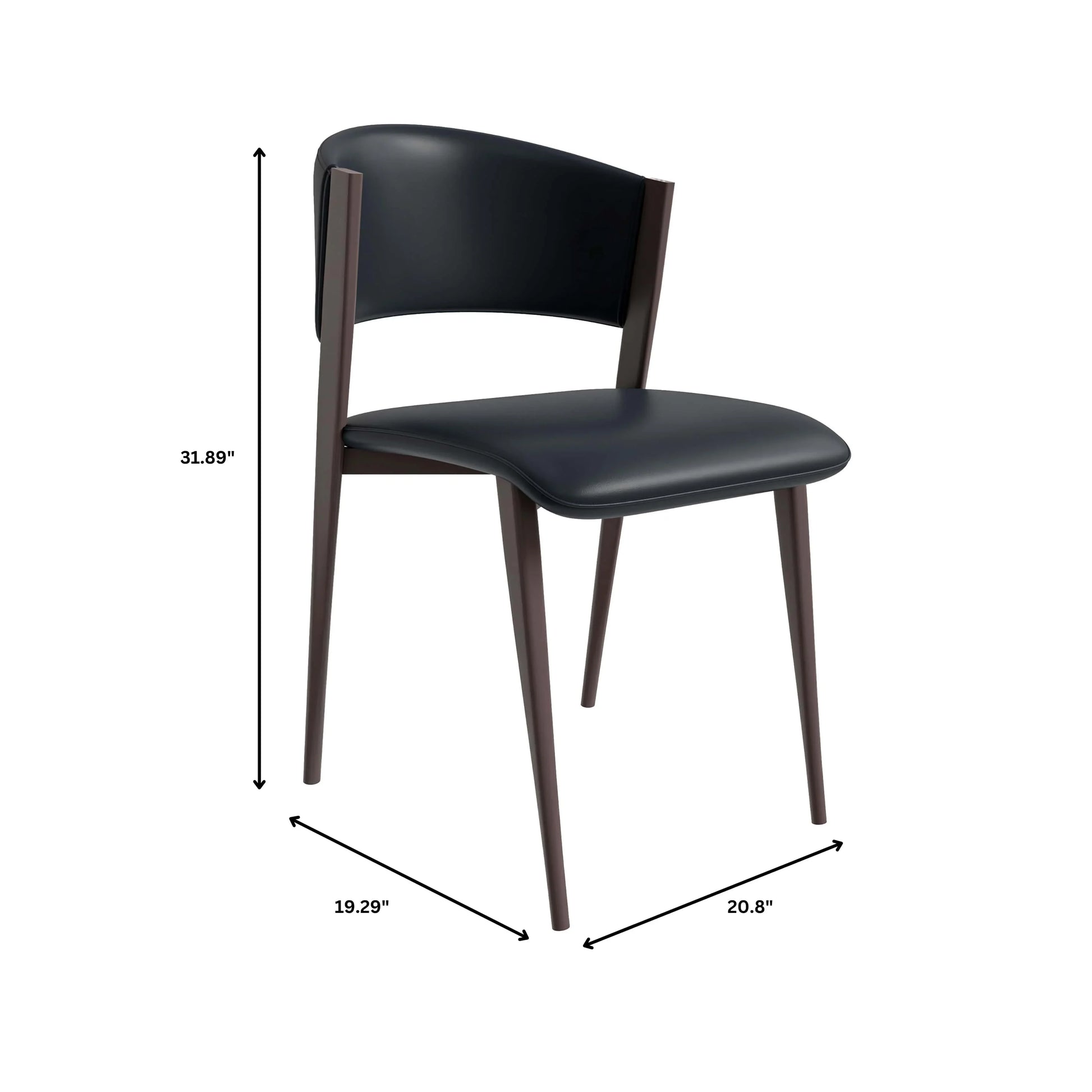 Aspen Dining Chairs Upholstered in Leather Kitchen Room Chairs with Metal Legs Set of 4 - Elax Furniture