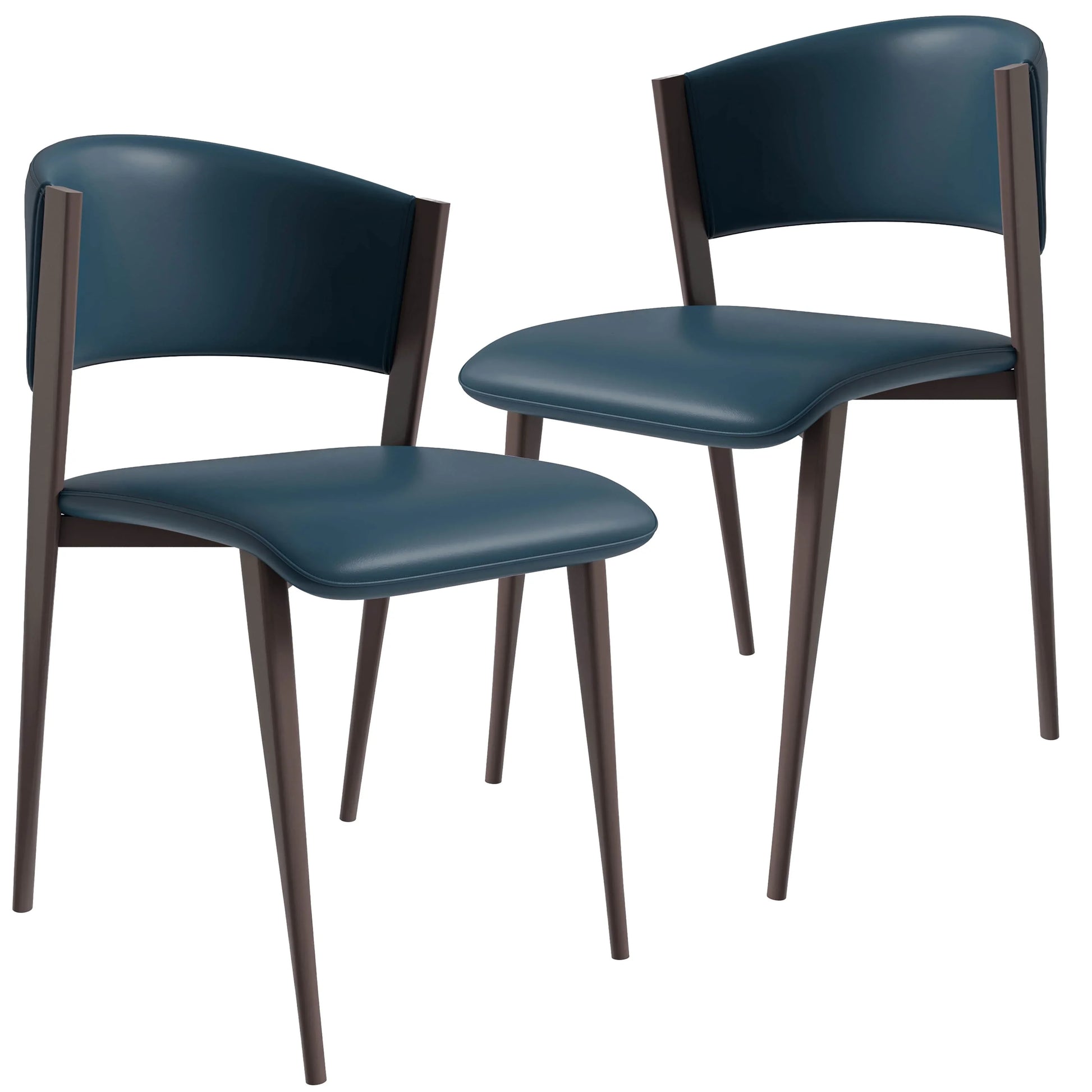Aspen Dining Chairs Upholstered in Leather Kitchen Room Chairs with Metal Legs Set of 2 - Elax Furniture