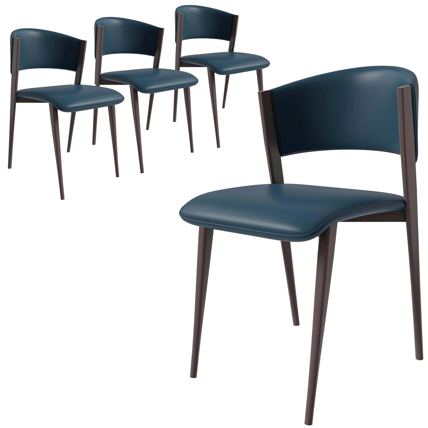 Aspen Dining Chairs Upholstered in Leather Kitchen Room Chairs with Metal Legs Set of 4 - Elax Furniture