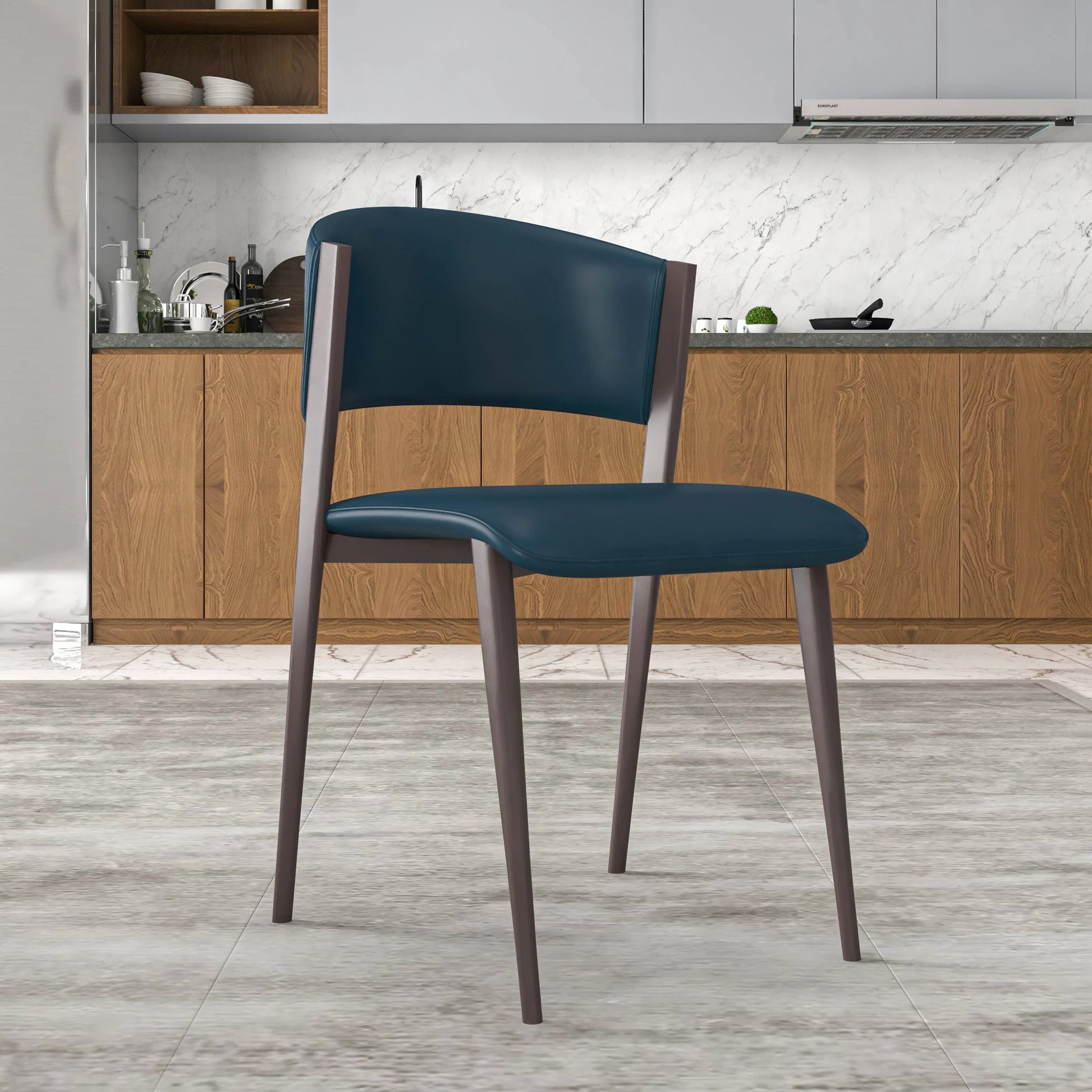 Aspen Dining Chairs Upholstered in Leather Kitchen Room Chairs with Metal Legs Set of 4 - Elax Furniture