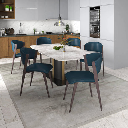 Aspen Dining Chairs Upholstered in Leather Kitchen Room Chairs with Metal Legs Set of 4 - Elax Furniture