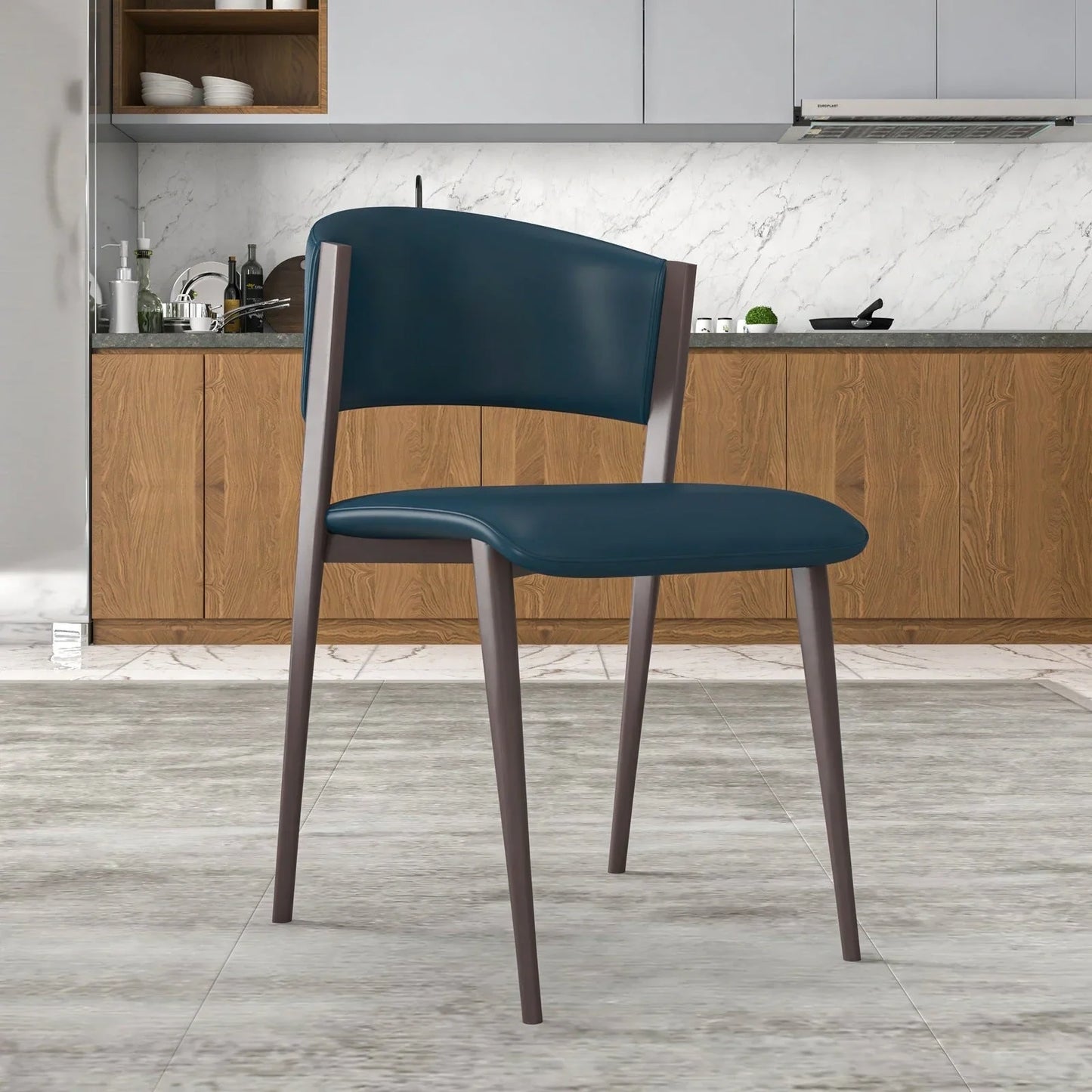 Aspen Dining Chairs Upholstered in Leather Kitchen Room Chairs with Metal Legs - Elax Furniture