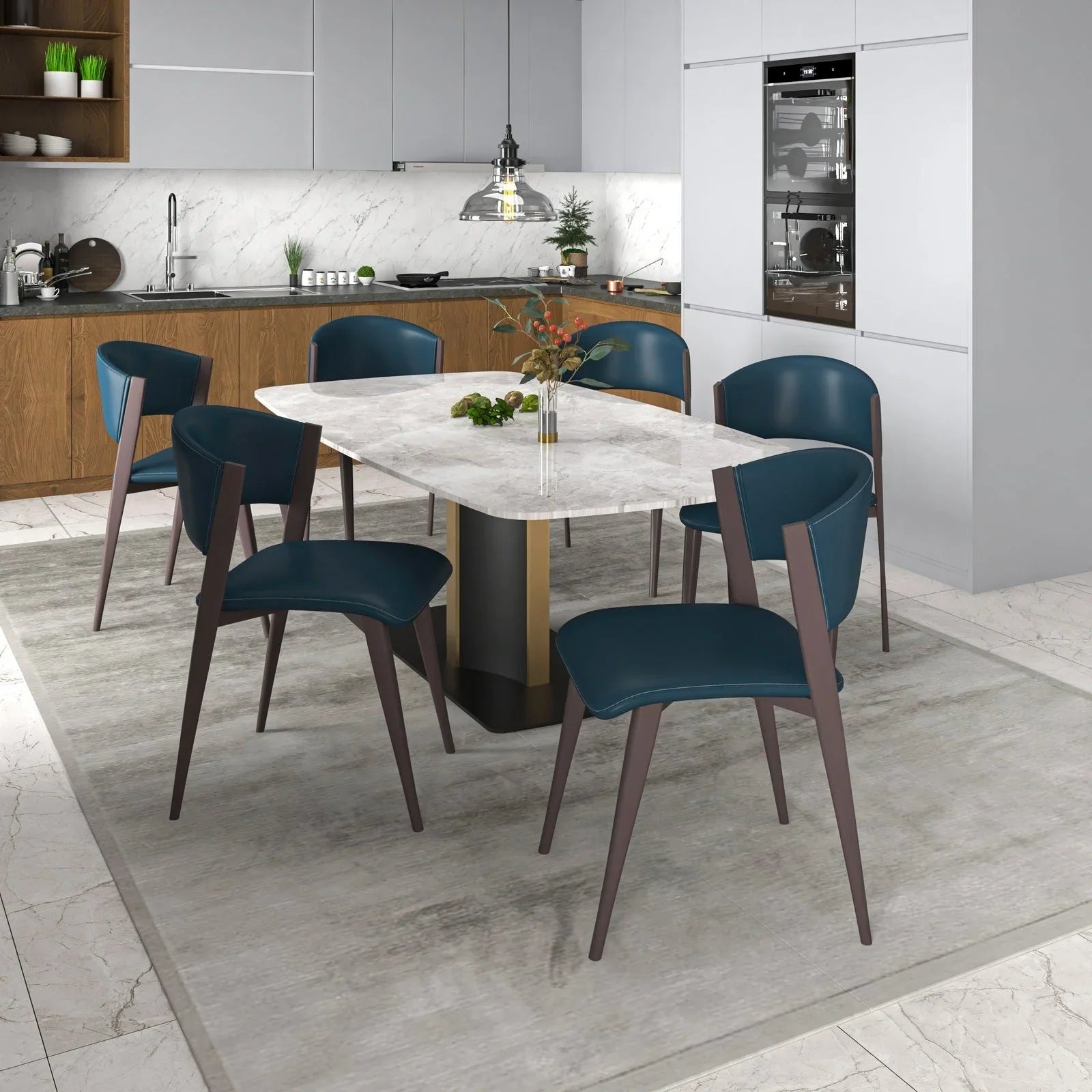 Aspen Dining Chairs Upholstered in Leather Kitchen Room Chairs with Metal Legs - Elax Furniture