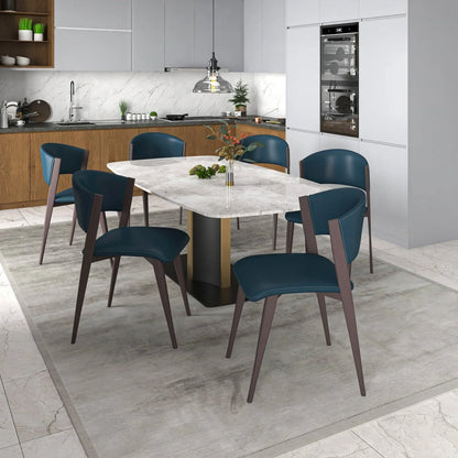 Aspen Dining Chairs Upholstered in Leather Kitchen Room Chairs with Metal Legs - Elax Furniture