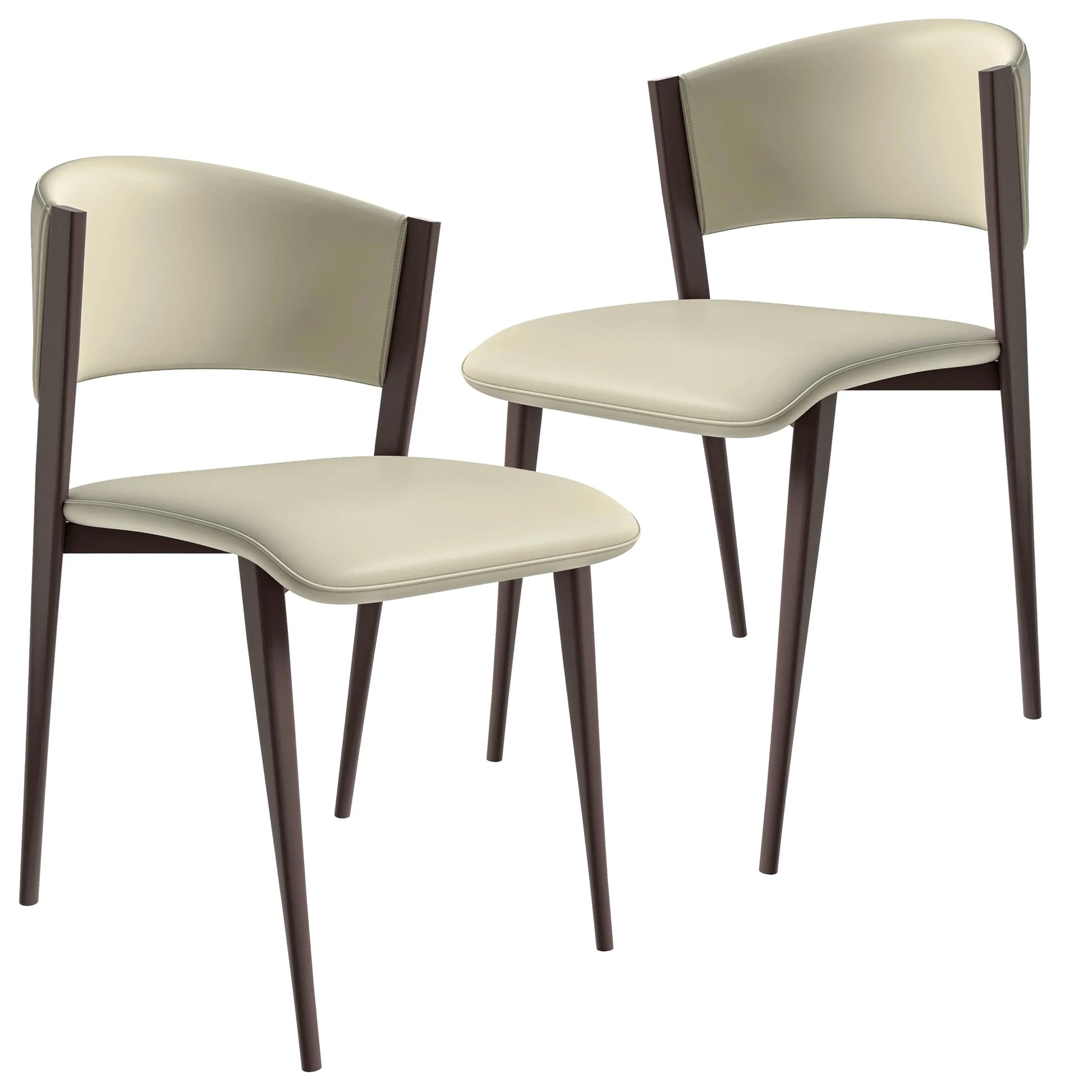 Aspen Dining Chairs Upholstered in Leather Kitchen Room Chairs with Metal Legs Set of 2 - Elax Furniture