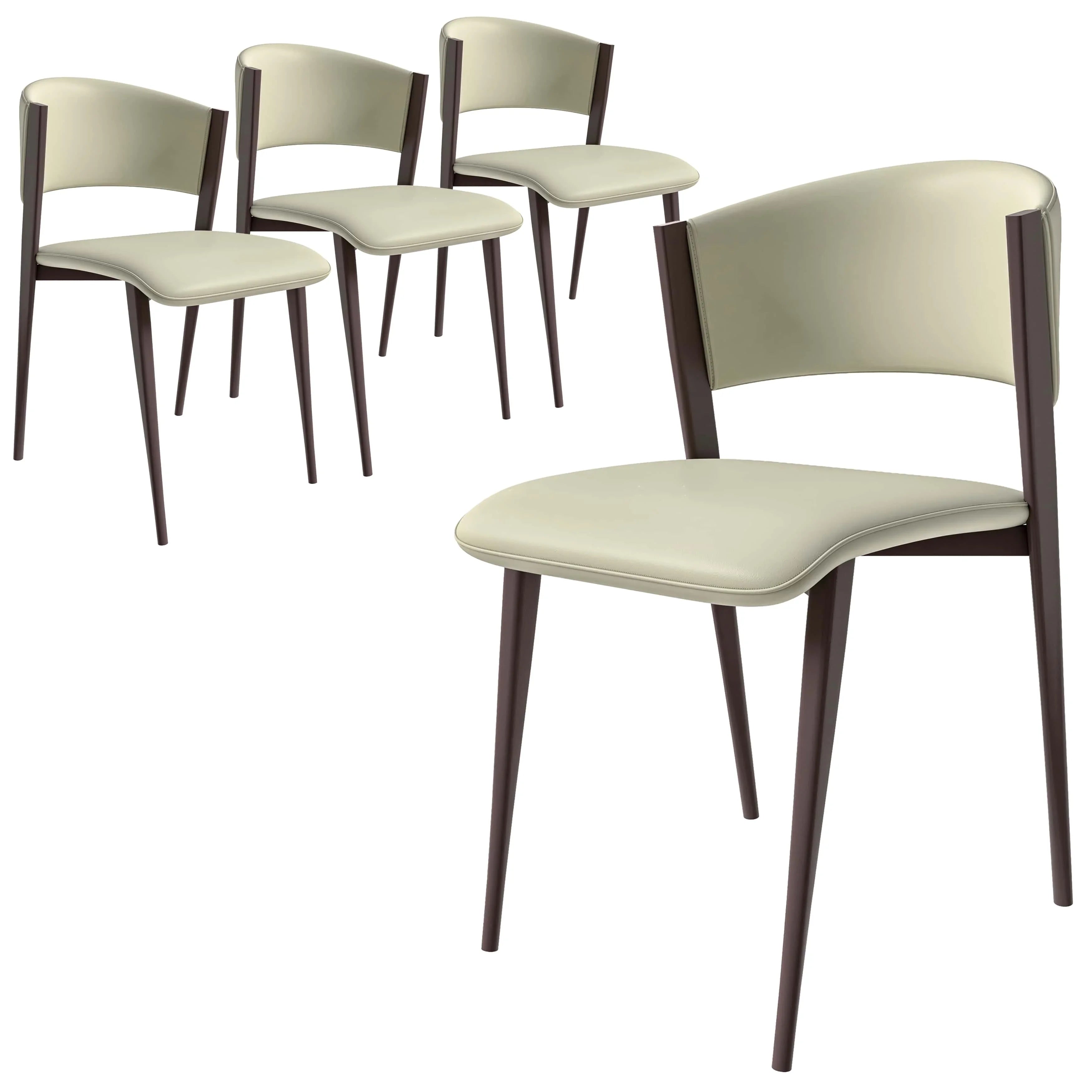 Aspen Dining Chairs Upholstered in Leather Kitchen Room Chairs with Metal Legs Set of 4 - Elax Furniture