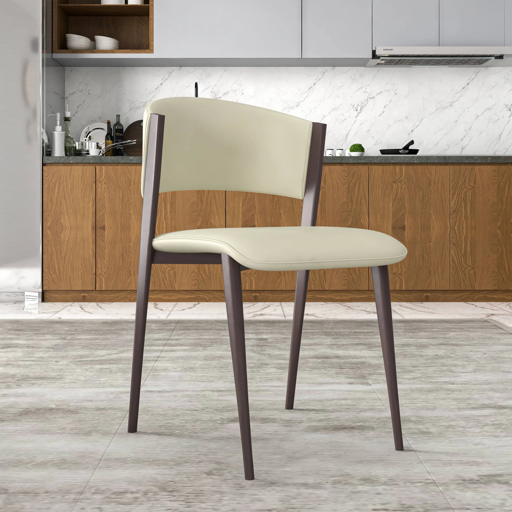 Aspen Dining Chairs Upholstered in Leather Kitchen Room Chairs with Metal Legs Set of 4 - Elax Furniture